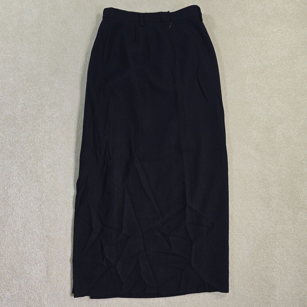 Linda Allard Ellen Tracy Navy/Black 100% Wool Pencil Midi Skirt Women's 10